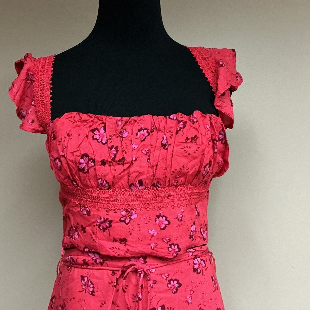 Free People Boho Floral Red Women's 2p  Skirt /matching Top. Festival , cottage - Picture 5 of 15